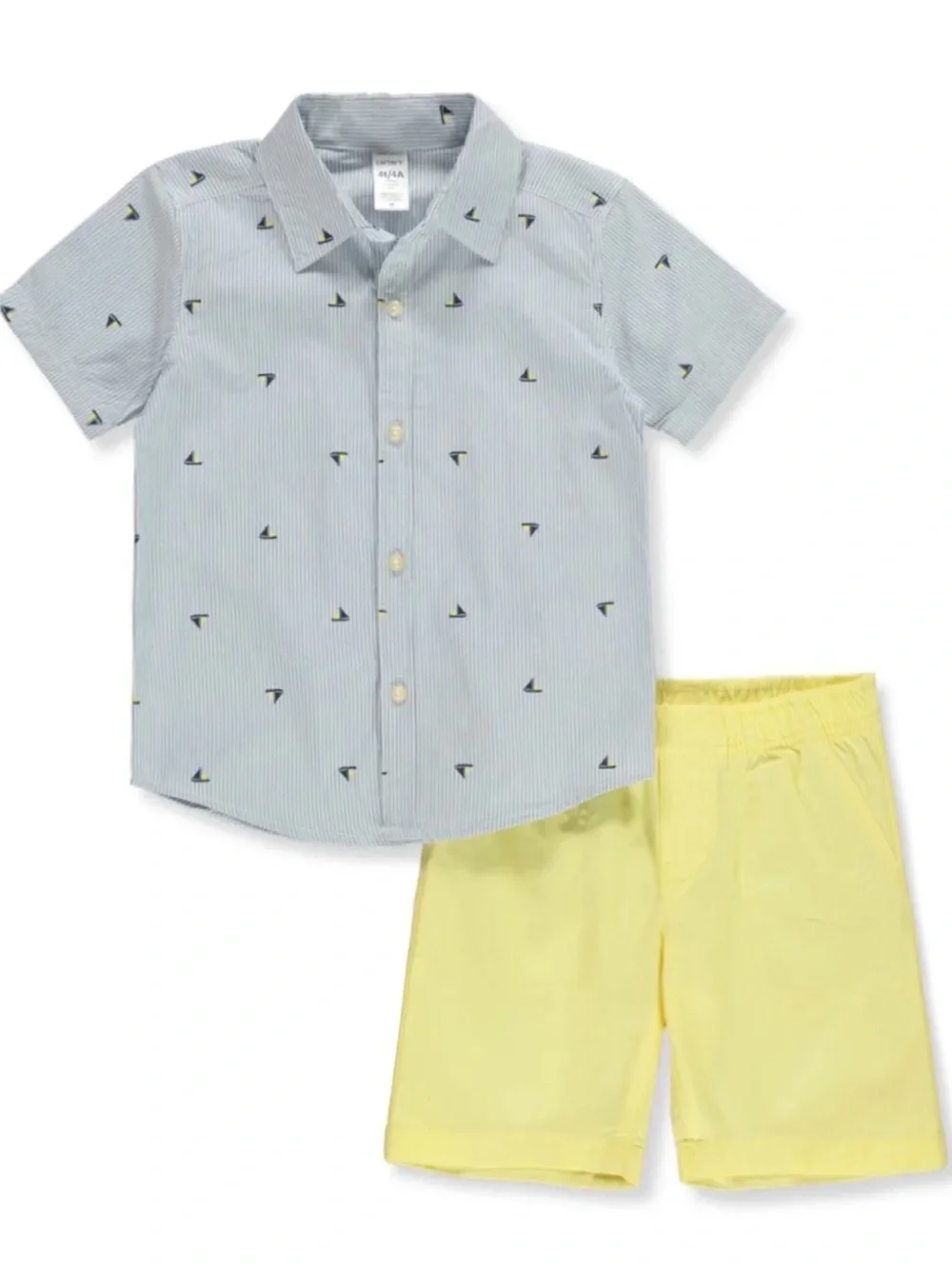 NEW! Sailboat Button-Down Shirt & Yellow Shorts Set Size 2T